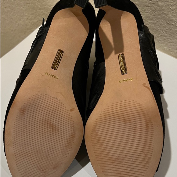 LOUISE ET CIE WOMEN’S IDOLA BLACK LEATHER & SUEDE SANKLE BOOTIE PEEP TOE SIZ 8.5 - Picture 6 of 17